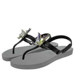 UZURII Zehentrenner Selena Butterfly Chrystal silber Flip Flops