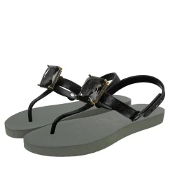 UZURII Zehentrenner Selena Diamond Silver dunkel-grün Flip Flops