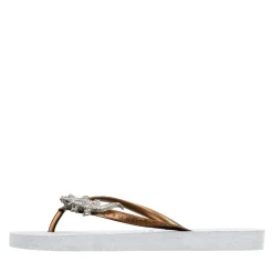 UZURII Zehentrenner Silver Crocodile Switch weiss Flip Flops
