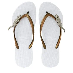 UZURII Zehentrenner Silver Crocodile Switch weiss Flip Flops