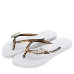 UZURII Zehentrenner Silver Crocodile Switch weiss Flip Flops