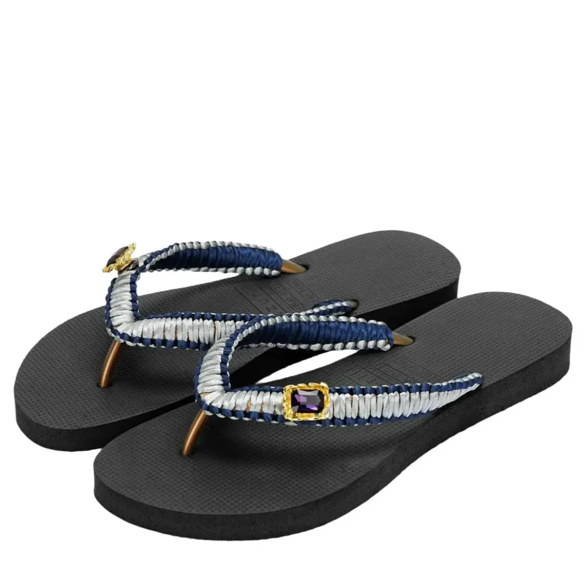 UZURII Zehentrenner Silver Macrame Switch schwarz Flip Flops