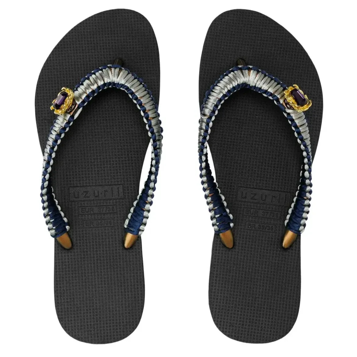 UZURII Zehentrenner Silver Macrame Switch schwarz Flip Flops