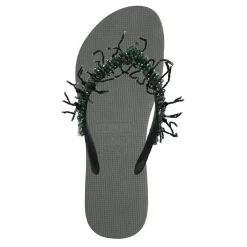 UZURII Zehentrenner Silver Macrame Switch dunkel-grün Flip Flops