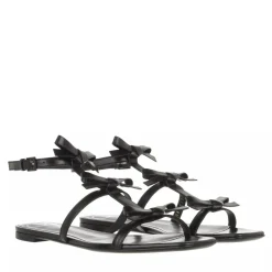 Valentino Garavani French Bow Flat Sandals Black Sandalen