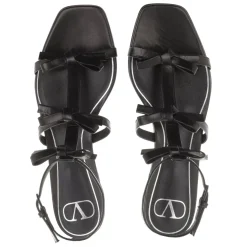 Valentino Garavani French Bow Flat Sandals Black Sandalen