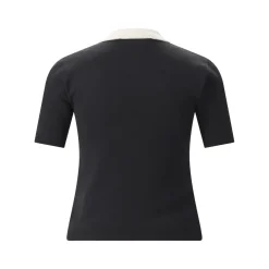 Valentino Garavani Kurzarmpullover mit Seiden-Detail schwarz T-Shirt