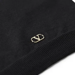 Valentino Garavani Kurzarmpullover mit Seiden-Detail schwarz T-Shirt