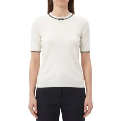 Valentino Garavani Kurzarm-Pullover aus Schurwolle weiß Pullover