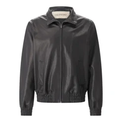 Valentino Garavani Lederjacke mit Reißverschluss schwarz Übergangsjacke