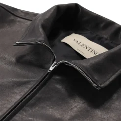 Valentino Garavani Lederjacke mit Reißverschluss schwarz Übergangsjacke