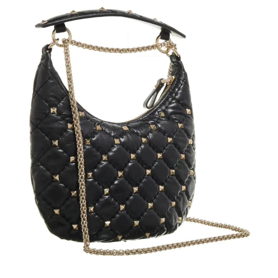 Valentino Garavani Mini Hobo Rockstud Spike 0NO nero Hobo Bag