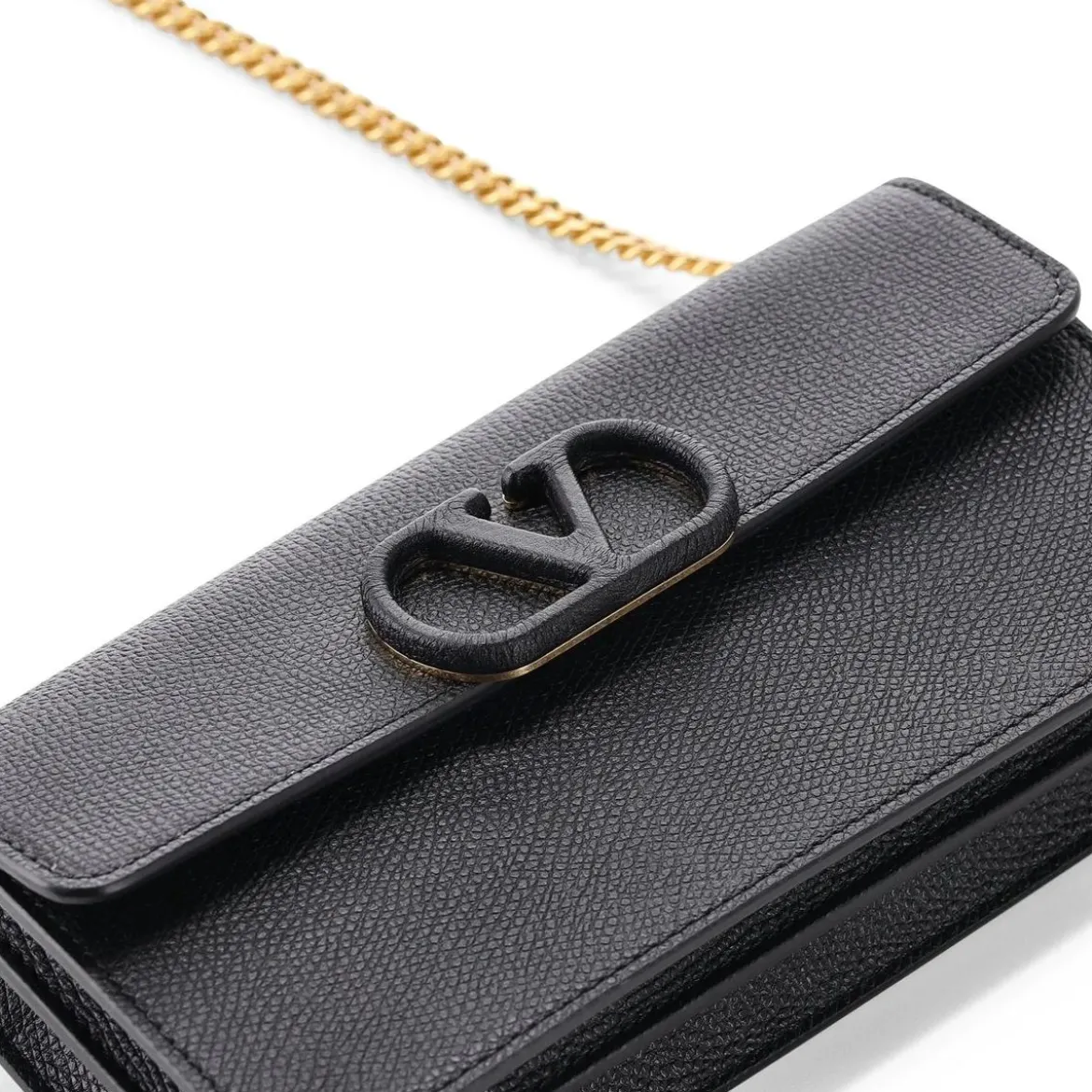 Valentino Garavani Portemonnaie aus Leder schwarz Wallet On A Chain