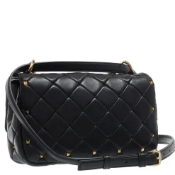 Valentino Garavani Rockstud Spike Foldover Top Shoulder Bag Nero Crossbody Bag