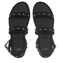 Valentino Garavani Rockstud Torchon Sandal Nero Sandalen