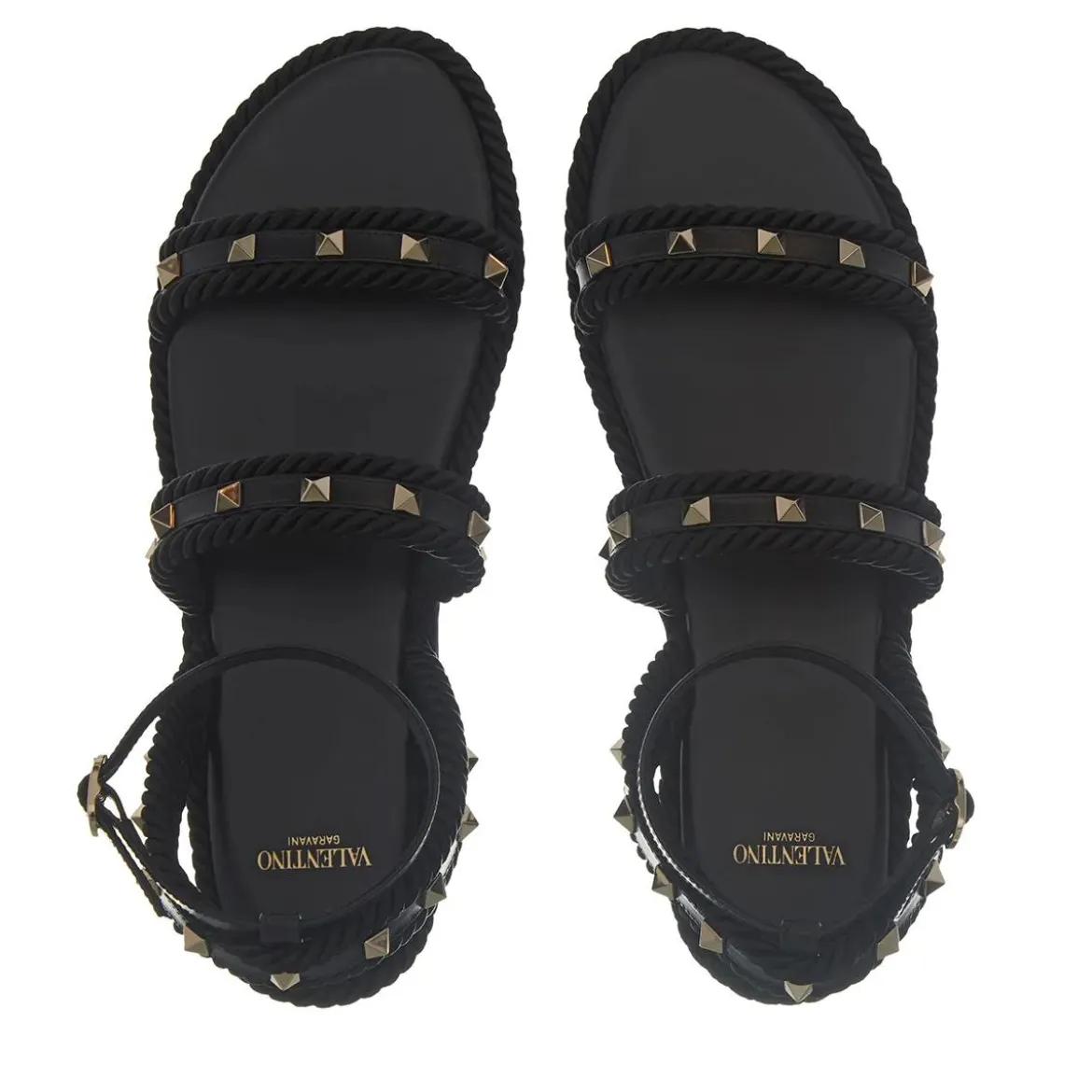 Valentino Garavani Rockstud Torchon Sandal Nero Sandalen