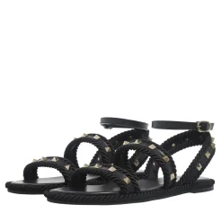 Valentino Garavani Rockstud Torchon Sandal Nero Sandalen