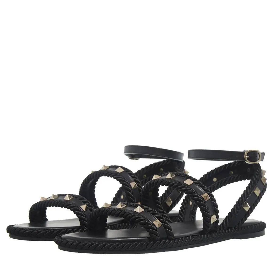 Valentino Garavani Rockstud Torchon Sandal Nero Sandalen
