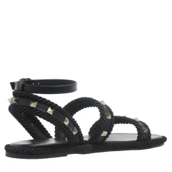 Valentino Garavani Rockstud Torchon Sandal Nero Sandalen