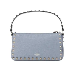 Valentino Garavani Schultertasche aus genarbtem Kalbsleder blau Crossbody Bag