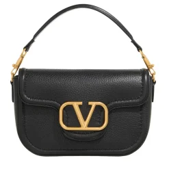 Valentino Garavani Shoulder Bag Alltime Brass Logo Nero Crossbody Bag