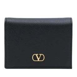 Valentino Garavani Textured Leather Wallet Black Bi-Fold-Portemonnaie