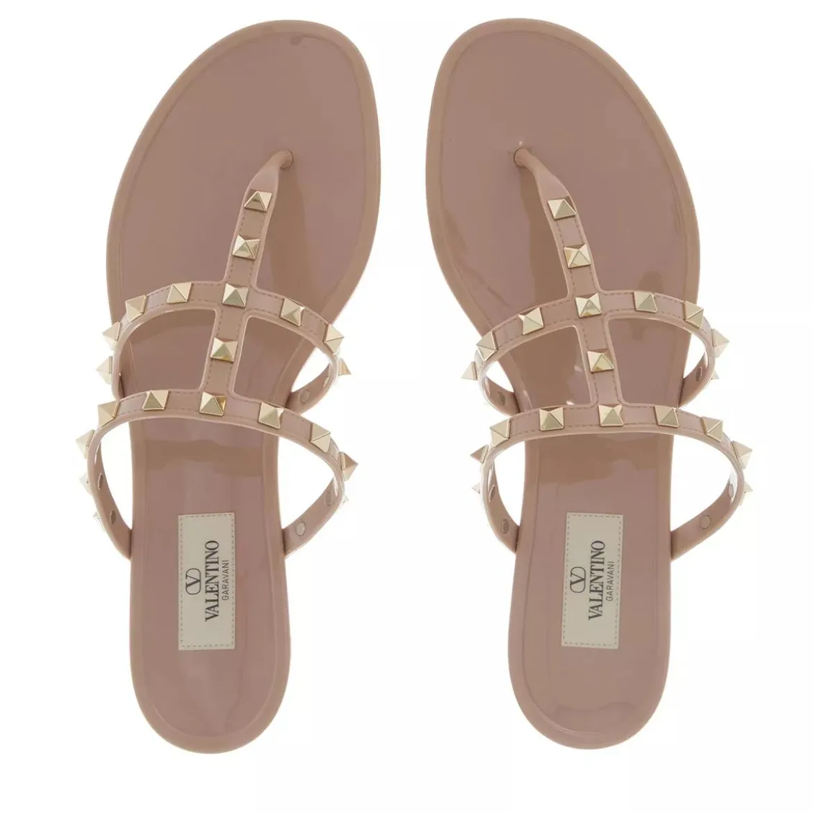 Valentino Garavani Thong Summer Rockstud Poudre Slides