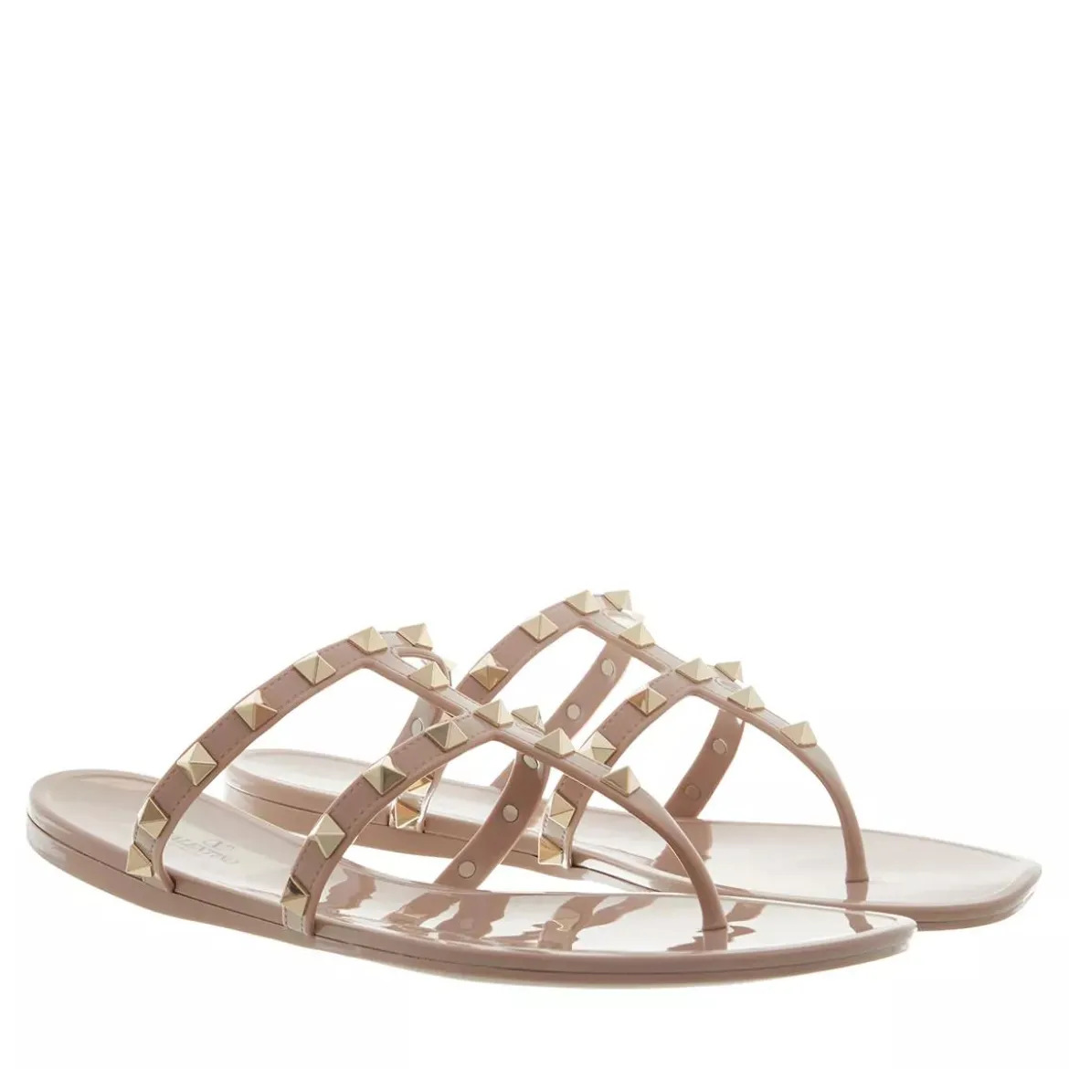 Valentino Garavani Thong Summer Rockstud Poudre Slides