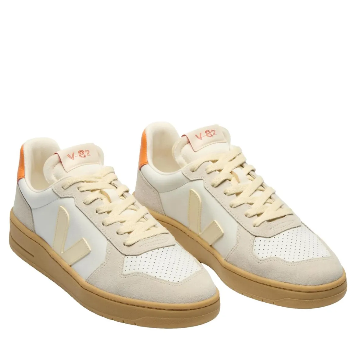 Veja V82 Leather Pure Calcaire Fury Low-Top-Sneaker