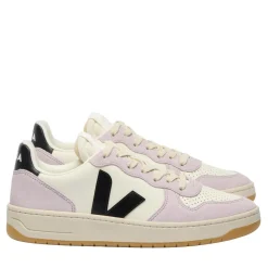 Veja V-10 Prime Leather Pure Black Parme Low-Top-Sneaker