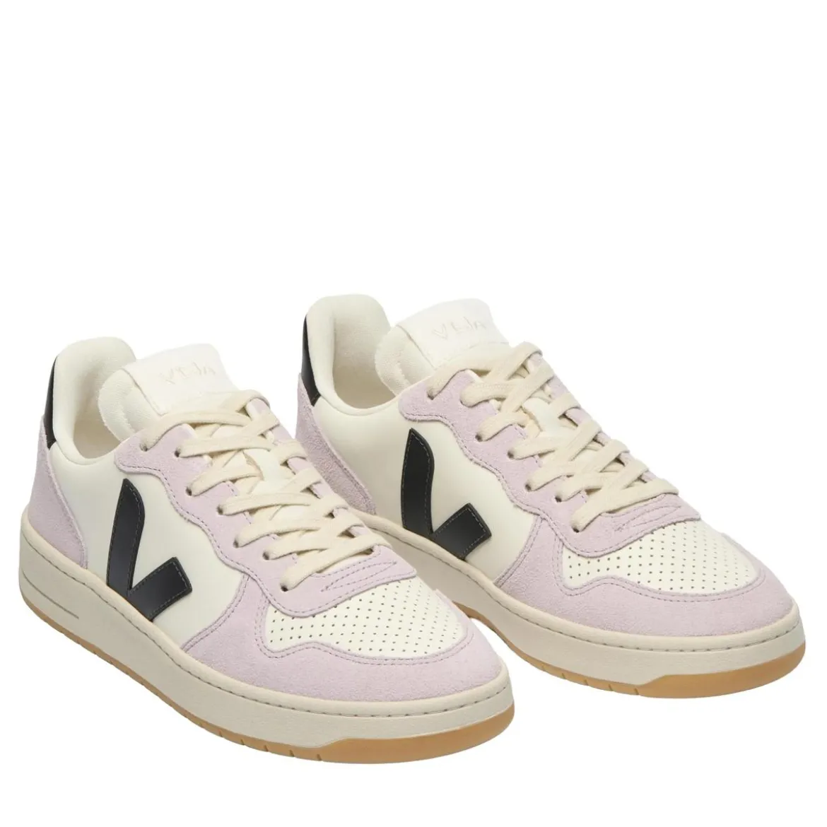Veja V-10 Prime Leather Pure Black Parme Low-Top-Sneaker