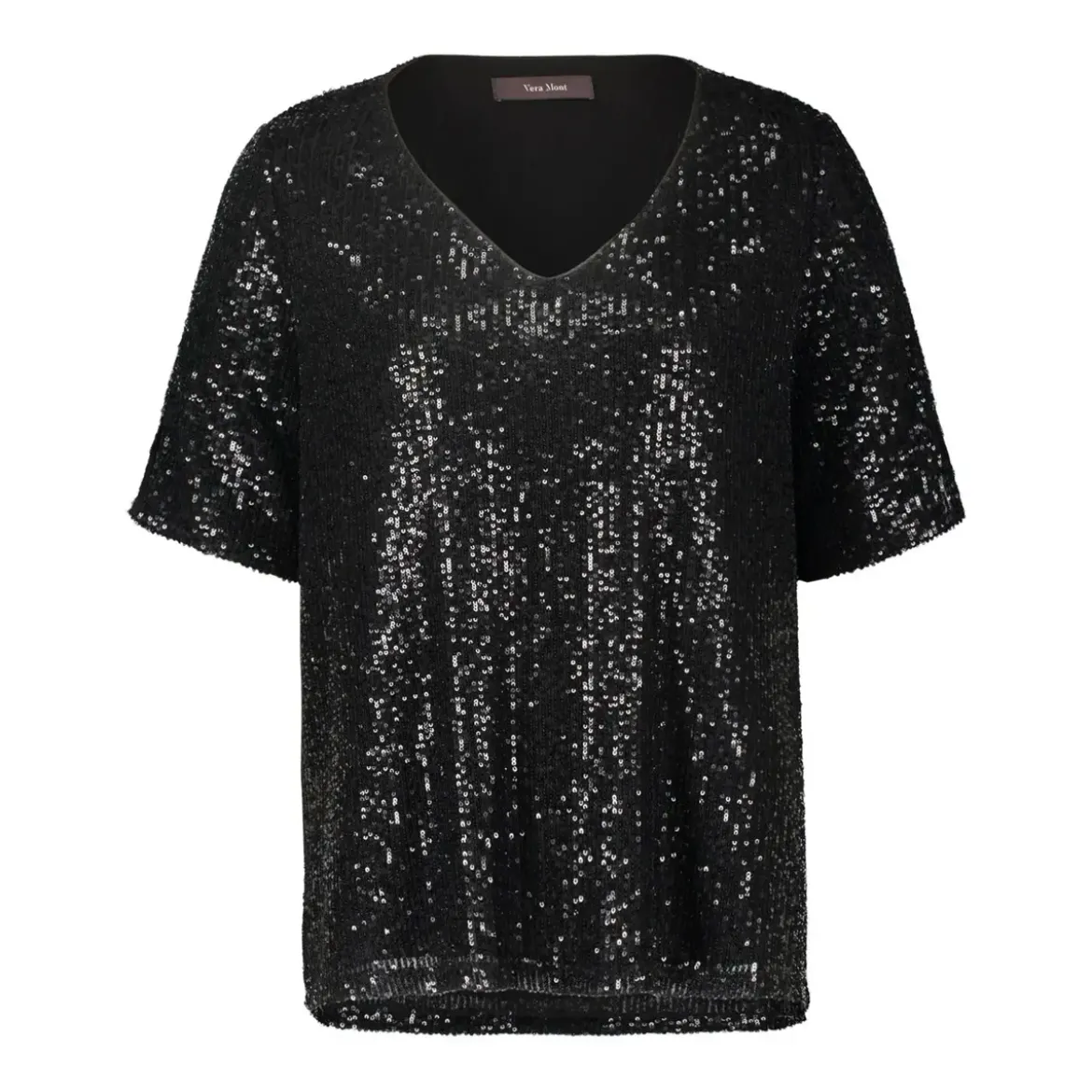 Vera Mont Blusenshirt mit Paillettenbesatz Schwarz Bluse