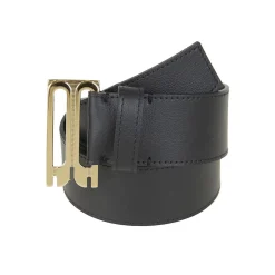 Victoria Beckham Geometric Black Leather Belt Grey Ledergürtel