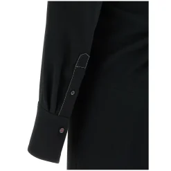 Victoria Beckham Long Sleeve Polo Collar Midi' Dress Schwarz Midikleid