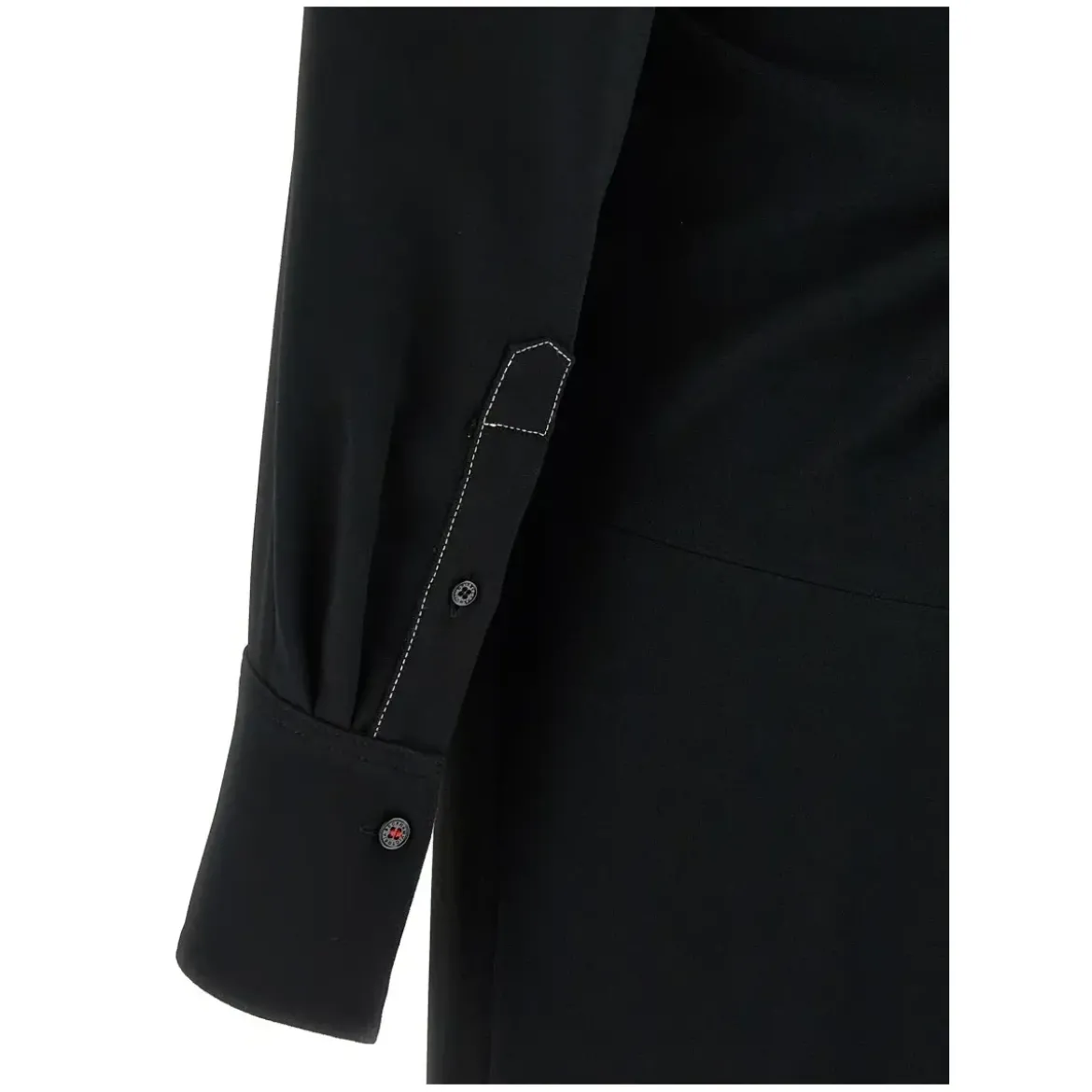 Victoria Beckham Long Sleeve Polo Collar Midi' Dress Schwarz Midikleid