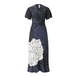 Victoria Beckham Midikleid Eve mit Blumenmuster schwarz Midikleid