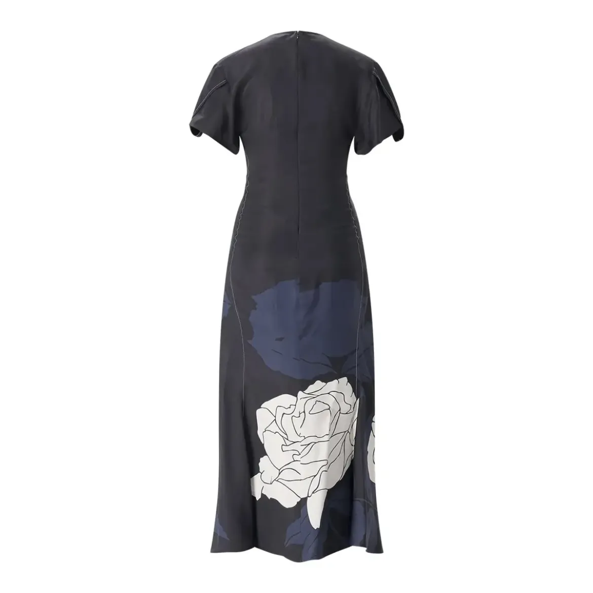 Victoria Beckham Midikleid Eve mit Blumenmuster schwarz Midikleid