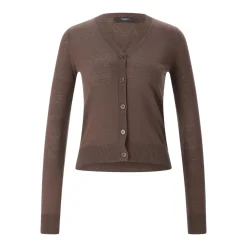 WEEKEND Max Mara Strickjacke Adesso aus Seide & Leinen braun Strickjacke