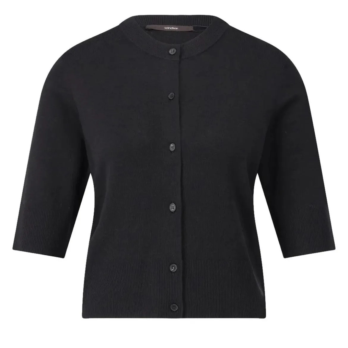 windsor. 3/4-Arm Strickjacke mit Seide Schwarz Strickjacke